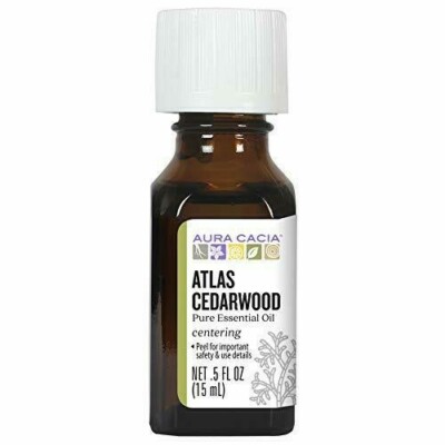 NEW Aura Cacia Atlas Cedarwood Essential Oil 0.5 Fluid Ounce