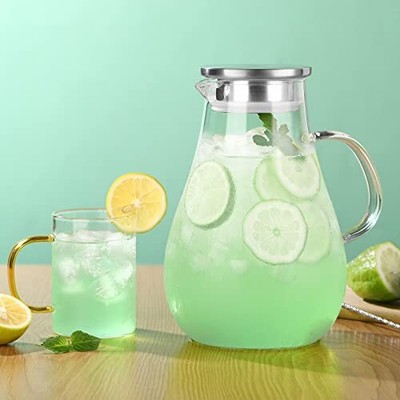 Glass Pitcher With Lid 77oz Glass Water Pitcher With Brush Gallon Glass Pitcher