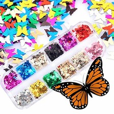 12 Boxes Butterfly Slice Sequins for Nails 3D Butterfly ...