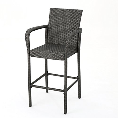 Dunedin Outdoor Grey Wicker Barstools Set of 4