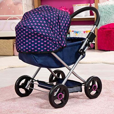 Baby Doll Pram Stroller Cosy Set - Dolls up to 18" (Blue/