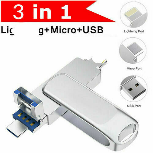 1TB USB Flash Drive 128GB Memory Stick for iPhone 13 12 iPad PC Photo Storage