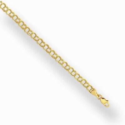 Pre-owned R C I 14k Yellow Gold Double Circle Link Charm Bracelet 1.6gr 7.25 Inch In No Stone