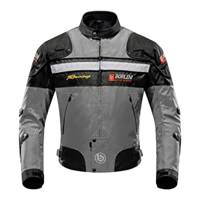 Giacca da moto BORLENI Windproof Armour tutto l'anno grigia M