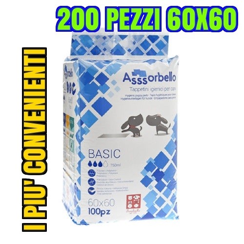 200-TAPPETINI-ASSORBENTI-PER-CANI-60x60CM-CUCCIOLI-TRAVERSE-PANNOLINI-CANE