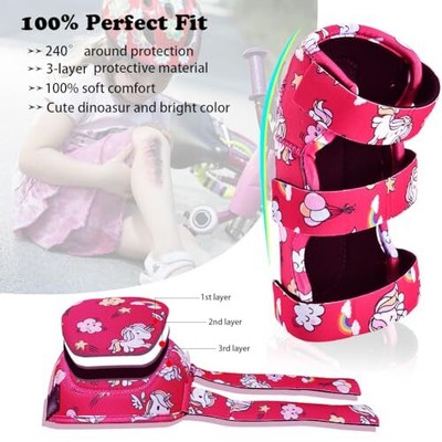 Soft Kids Knee Pad Elbow Pads Sets Toddler Protective Gear Set for Pink