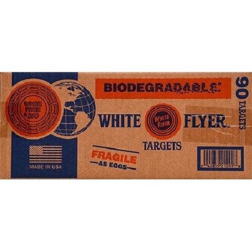 90 White Flyer Bio Targets Orange Top Skeet Trap Shooting Targets Case Lot USA