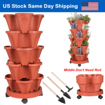 DIY 5 Tier Vertical Stackable Strawberry Planter Pot Herb Garden Flower Veg Pots