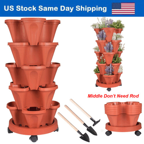 DIY 5 Tier Vertical Stackable Strawberry Planter Pot Herb Garden