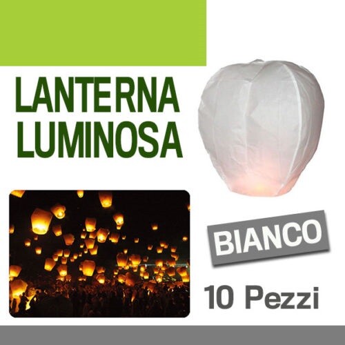 Set 10 Pz Mongolfiera Cinese Lanterna Volante Carta Feste Matrimonio Bianca dfh