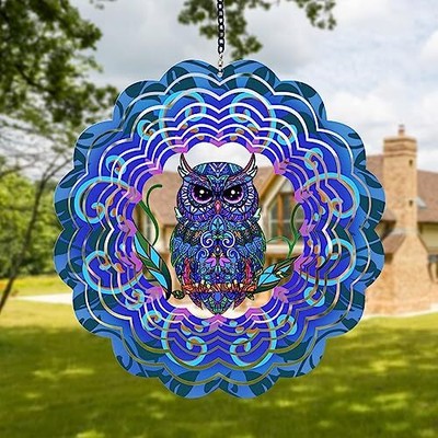 Metal Wind Spinners - Gifts for Women Mom Grandma Wife, Hanging Wind Owl