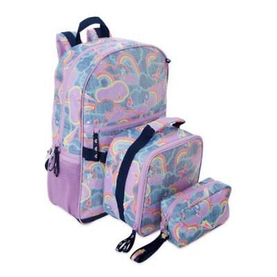 Wonder Nation Girls 3 Piece Backpack Lunch Box Pencil Case Set Dream Rainbow NEW