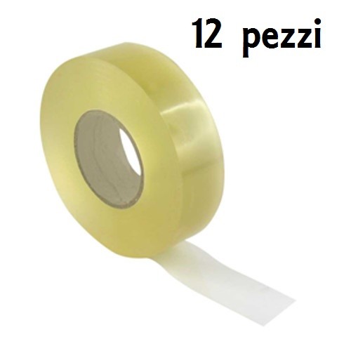 Set 12 Pezzi Rotolo Nastro Adesivo Per Imballaggi Trasparente Lung 200 metri dfh