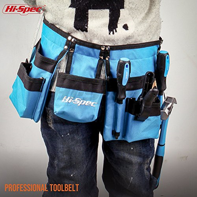 Hi-Spec 12 Piece Young Builder's Tool Set Tool Belt with Real Hand Tools, Eye