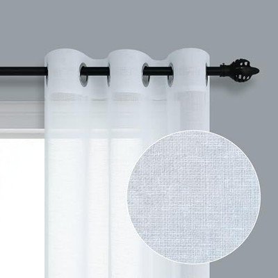 White Curtains for Bedroom 38 Inch Wide 2 Panels Set Grommet Top Soft Drapes ...