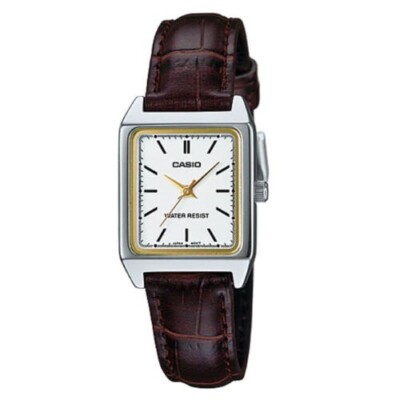 Casio Woman LTP-V007 Series Stainless Steel / Leather Band Wrist Watch