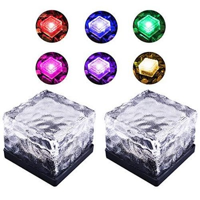 Brick Light Solar Ice Cube Buried Paver Garden Pathway Patio Outdoor Deco 2 Pack