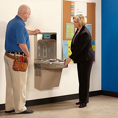 Elkay LZS8WSLK Wall Mount Drinking Fountain with Bottle Filler Station, Light