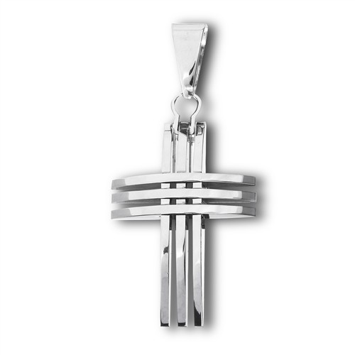 STAINLESS STEEL 316 TRIPLE Chritian BAR CROSS PENDANT, Height: 42 mm (1.7 inch)
