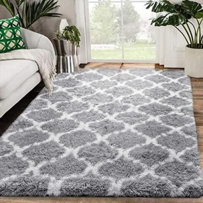 Zareas Modern Abstract Soft Fluffy Area Rugs for Living Room 5x8 Feet Grey