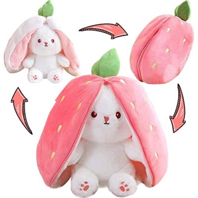 Bunny Stuffed Animal Reversible Cuddle Bunny Stuffed,Strawbe