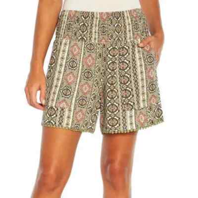 Three Dots Ladies' Smocked Waistband Printed Shorts
