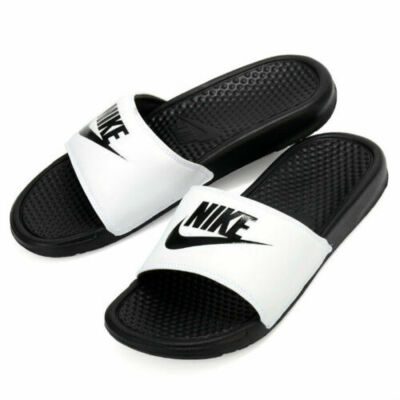 Authentic Nike BENASSI JDI / Men's Slides / WHITE/Black/Black / New In Box