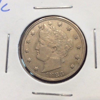 1883 5C No Cents Liberty Nickel in BU+ Condition