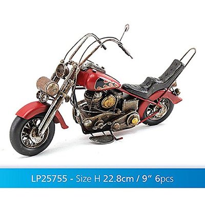 Metal Tin Vintage Red Motorcycle Bike with Long Handles BNIB