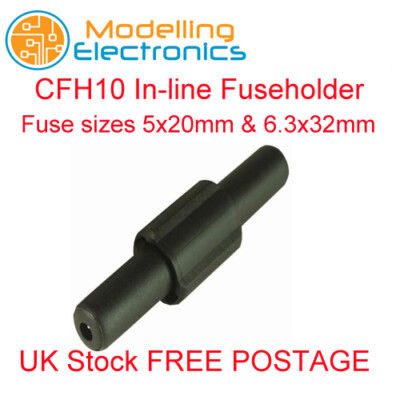 CFH10 Camdenboss Fuseholder, Inline, Universal for fuse sizes 5x20mm 6.3x32mm.