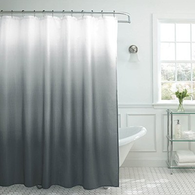 Waffle Shower Curtain Set 70'' x 72'' Dark Grey Ombre 13 Piece
