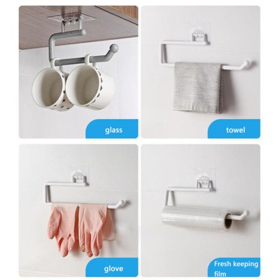 Random Hanging Rack Kitchen Tissue Holder Toilet Roll Paper Towel Rack Hook M US