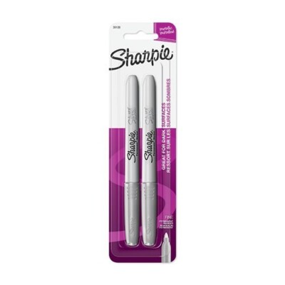 Sharpie Permanent Marker Fine Point 2/Pk Silver School Office Home Posters Art
