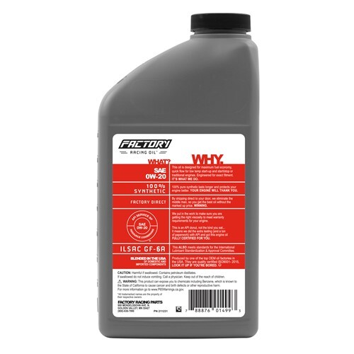 Factory Racing Parts 0W20 5.5Qt Oil Change Kit Fits Mazda 3, 5, 6