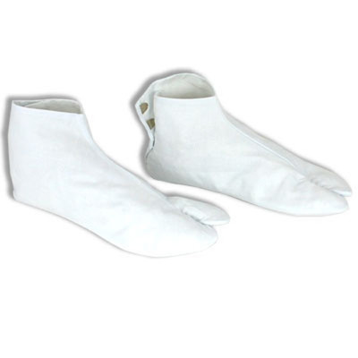 Japanese 8.5'' White Kimono Split Toe Tabi Socks w/ Kohaze Geta Zori Sandals
