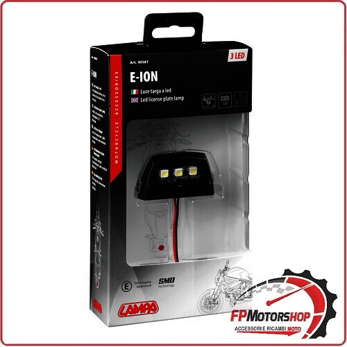 90587 E-ION LUCE TARGA A 3 LED SMD BIANCO 12V UNIVERSALE PER MOTO OMOLOGATO