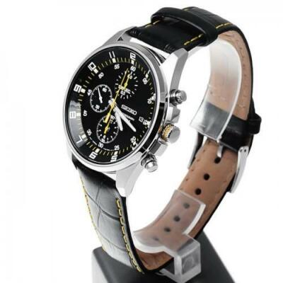 Pre-owned Seiko Quartz Chronograph Sndc89p2 Leather Men's Watch Us3