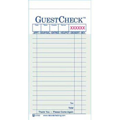 Guest Checks, Two-Part, Carbonless, 2500 Checks/CS
