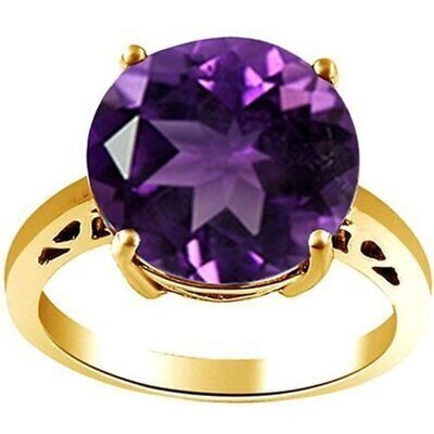 4.76 Ct Round Simulated Amethyst Solitaire Rg 14k Gold Plated Silver
