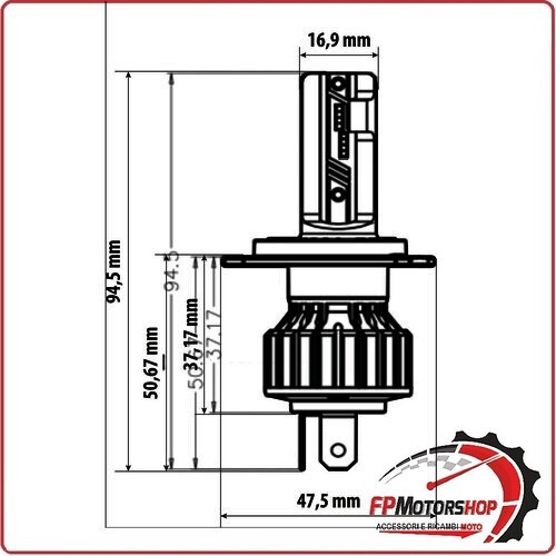 57706 12V HALO LED HYPER LAMPADA LAMPADINA H4 15W P43T 1PZ SCATOLA PER AUTO MOTO