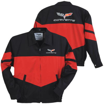 C6 Corvette Black/Red Color Block Twill Jacket
