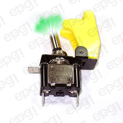 TOGGLE SWITCH GREEN ILLUMINATED ON/OFF SPST 3P w/YELLOW COVER #662052/665017