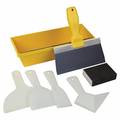 Kraft Tool HC100 DIY 7 Piece Drywall Repair Tool Kit w/ Mud Pan Joint Tape Knife