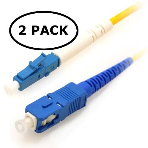  2 PACK Simplex  LC-SC SINGLEMODE 9/125 Fiber Optic Cable 1M,2M,3M,4M,5M,7M
