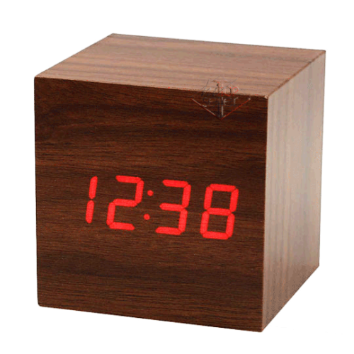 Sveglia Cubo Legno Orologio Da Tavolo Display Led Temperatura hsb
