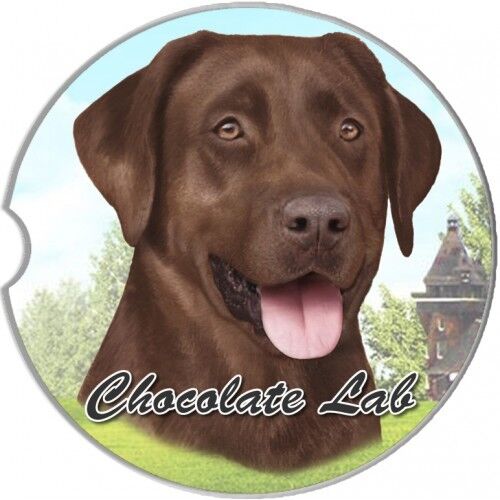 Set Of Two Labrador Chocolate Absorbent Stoneware Car Cup Hold...