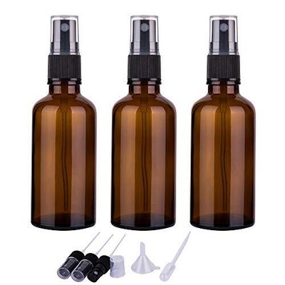 2oz Amber Glass Spray Bottles for Essential Oils, Small Empty  Fine Mist Spray
