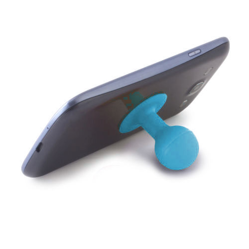 STAND SUPPORTO DA TAVOLO RIPIANO SILICONE UNIVERSALE SMARTPHONE CELLULARI AZZURR