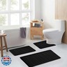 Bathroom Rugs Set Memory Foam Bath Rugs Non-Slip Bath Mat Set 3 Piece,Washable Bathroom Mats,Absorbent Shaggy Rugs Super Soft U-Shaped Toilet Rug,Bahroom Carpets for Bathroom,Tub,Shower（Black）