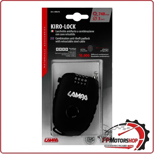 90676 KIRO-LOCK LUCCHETTO ANTIFURTO A COMBINAZIONE PER CASCO MOTO